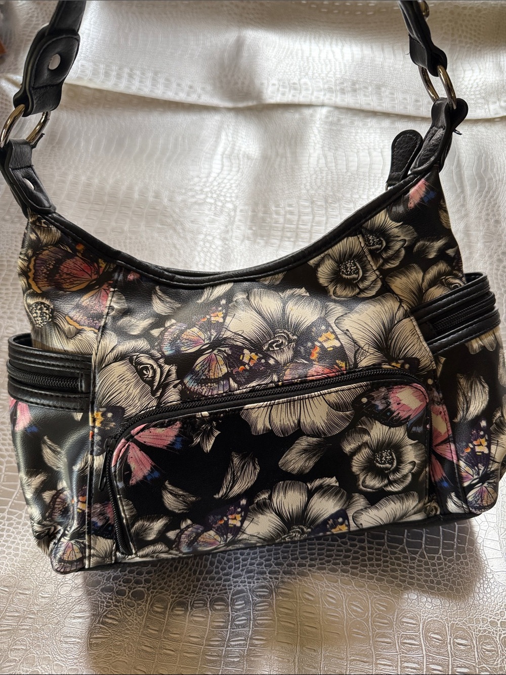 Koltov Black Floral & Butterfly Shoulder Bag - Women
